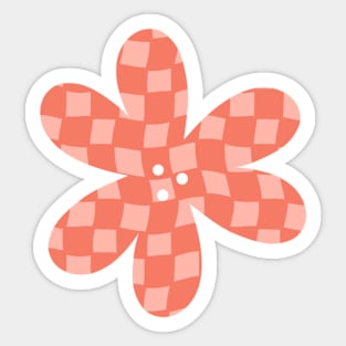 Checker Board Flower - coral and peach Sticker